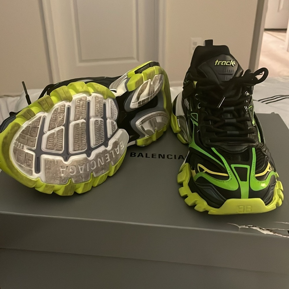 Balenciaga Track Sneakers in Black and Neon Yellow